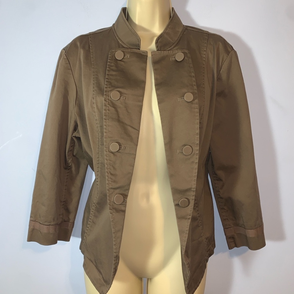 New York & Co Women's light brown Double-Breasted military lapel blazer Jacket 8